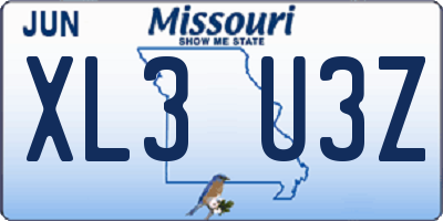 MO license plate XL3U3Z