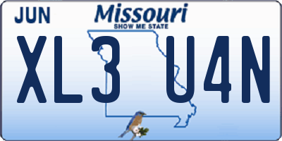 MO license plate XL3U4N
