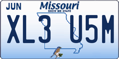 MO license plate XL3U5M