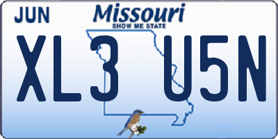 MO license plate XL3U5N