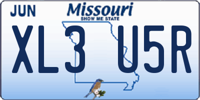 MO license plate XL3U5R