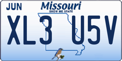 MO license plate XL3U5V