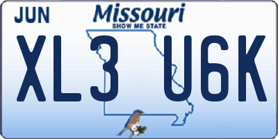 MO license plate XL3U6K