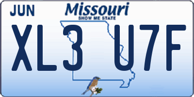 MO license plate XL3U7F