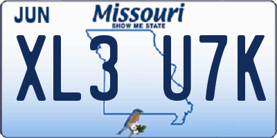 MO license plate XL3U7K