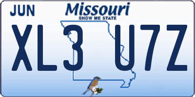 MO license plate XL3U7Z