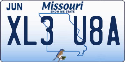 MO license plate XL3U8A