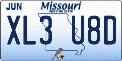 MO license plate XL3U8D