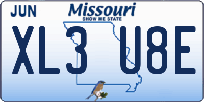 MO license plate XL3U8E