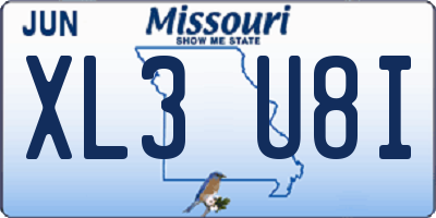 MO license plate XL3U8I