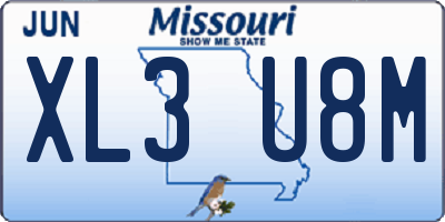 MO license plate XL3U8M