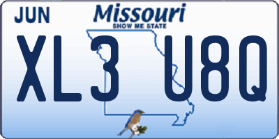MO license plate XL3U8Q