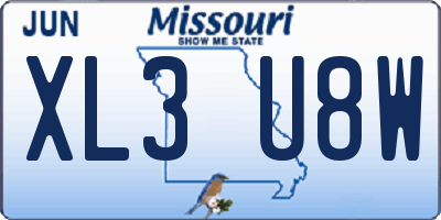 MO license plate XL3U8W