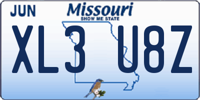 MO license plate XL3U8Z