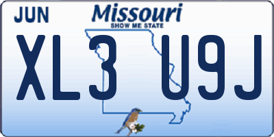 MO license plate XL3U9J