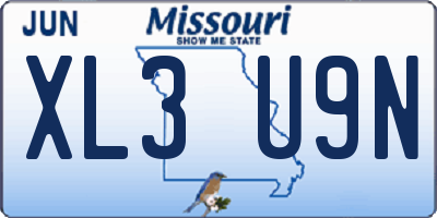 MO license plate XL3U9N