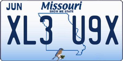 MO license plate XL3U9X