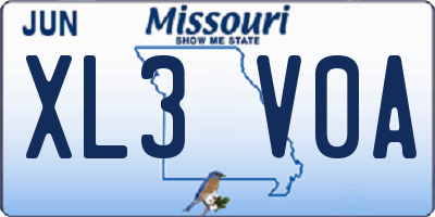 MO license plate XL3V0A