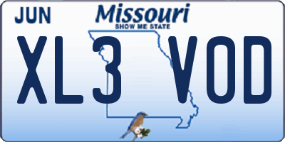 MO license plate XL3V0D