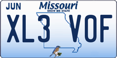 MO license plate XL3V0F