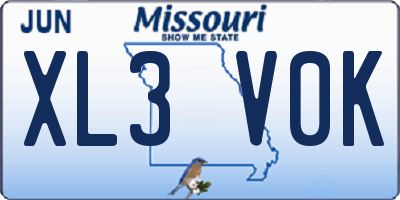 MO license plate XL3V0K