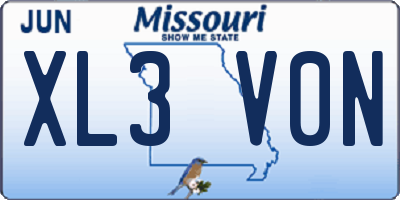 MO license plate XL3V0N