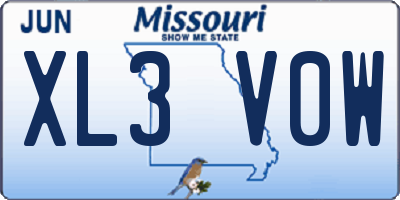 MO license plate XL3V0W