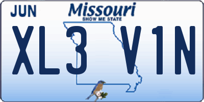 MO license plate XL3V1N