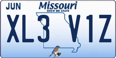 MO license plate XL3V1Z