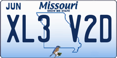 MO license plate XL3V2D