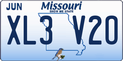 MO license plate XL3V2O
