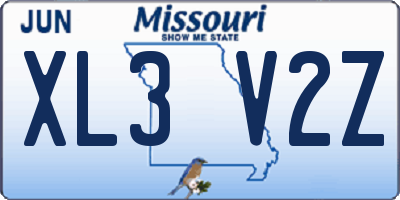 MO license plate XL3V2Z