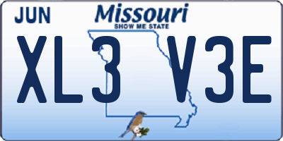 MO license plate XL3V3E