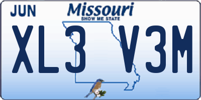 MO license plate XL3V3M