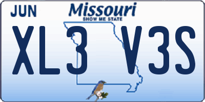 MO license plate XL3V3S