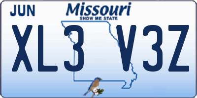 MO license plate XL3V3Z