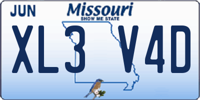 MO license plate XL3V4D