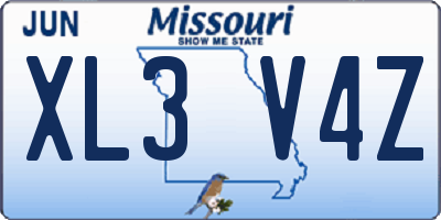 MO license plate XL3V4Z
