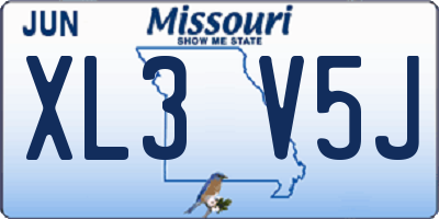 MO license plate XL3V5J