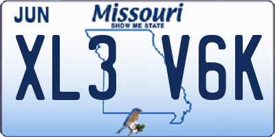 MO license plate XL3V6K