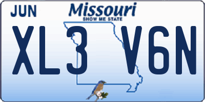 MO license plate XL3V6N
