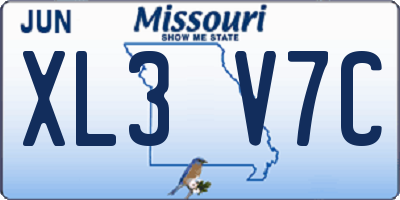 MO license plate XL3V7C
