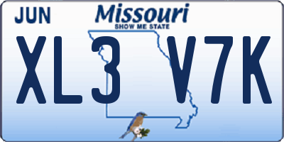 MO license plate XL3V7K