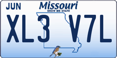 MO license plate XL3V7L