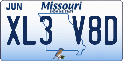 MO license plate XL3V8D