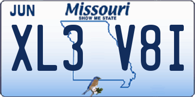 MO license plate XL3V8I