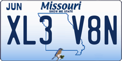 MO license plate XL3V8N