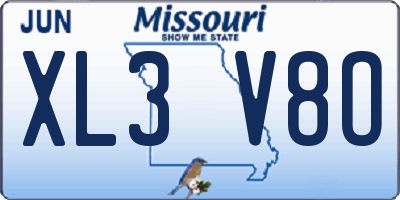MO license plate XL3V8O