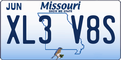 MO license plate XL3V8S
