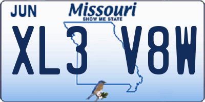 MO license plate XL3V8W